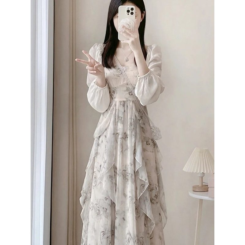 碎花雪纺吊带长裙 女夏季小个子长款连衣裙 细节图1
