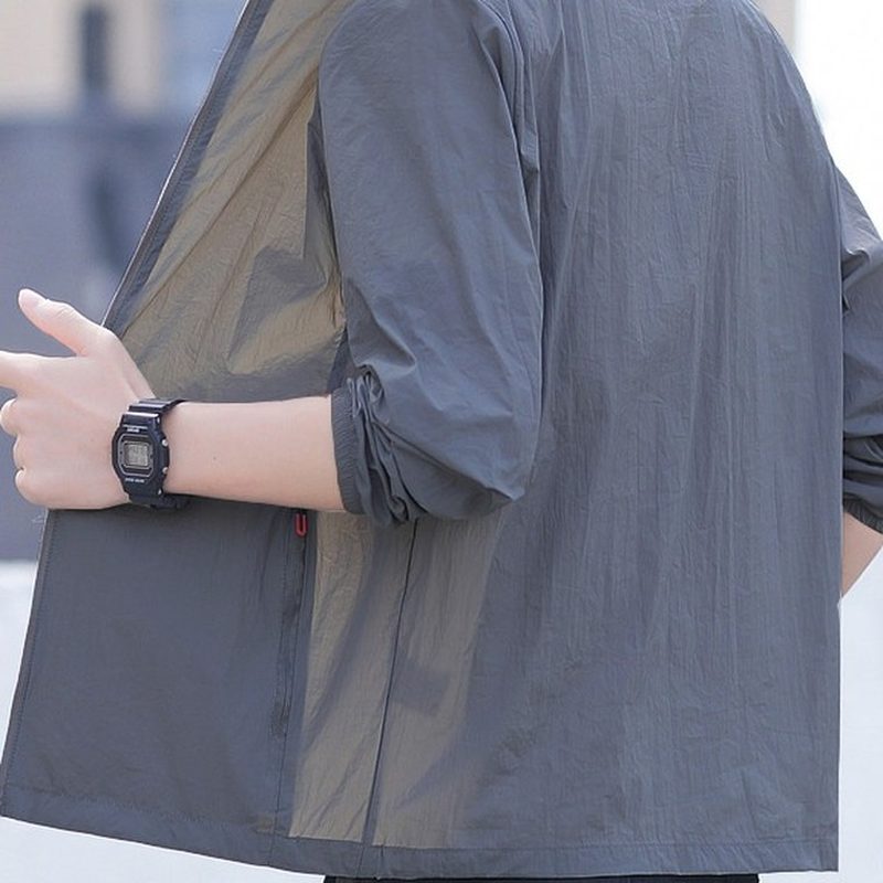 单层薄款夹克外套 男士冰丝速干休闲款 细节图1